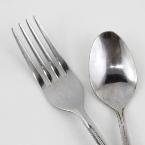 Lot of 2 Unbranded Stainless Steel 1 Teaspoon 1 Dinner Fork Made in China Good