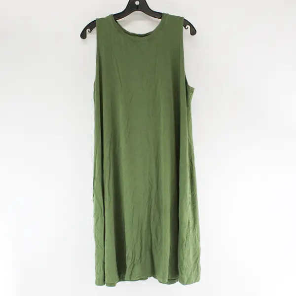 Time And Tru Olive Green Sleeveless Midi Shirt Dress Women's XL 16-18