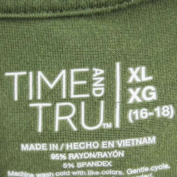 Time And Tru Olive Green Sleeveless Midi Shirt Dress Women's XL 16-18