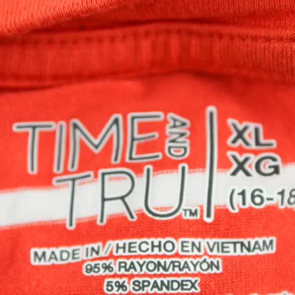 Time And Tru Coral Orange and White Striped Sleeveless Shirt Dress Women's XL 16