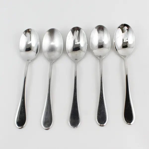 Lot of 5 Oneida Silver Icarus Pattern 18/10 SS Oval Soup Spoons From China 7.75"