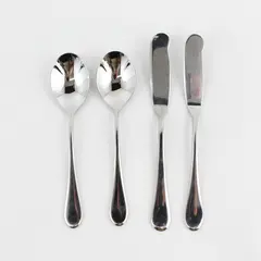 4 Oneida Silver Icarus Pattern 18/10 SS 2 Butter Knives 2 Sugar Spoons China
