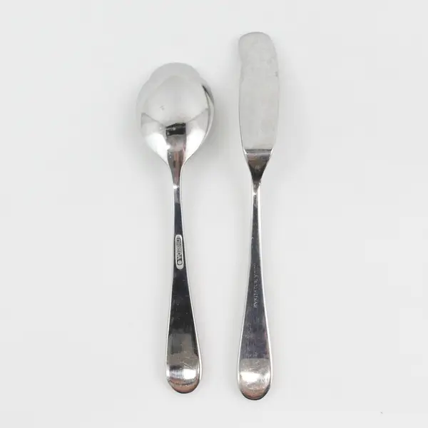 2 Oneida Silver Icarus Pattern 18/10 SS 1 Butter Knife 1 Sugar Spoon Vietnam