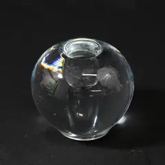 Unbranded/Unmarked Clear Solid Glass Sphere Taper Candlestick Holder 3" Tall