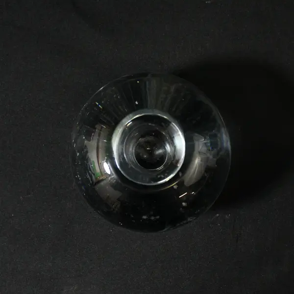 Unbranded/Unmarked Clear Solid Glass Sphere Taper Candlestick Holder 3" Tall