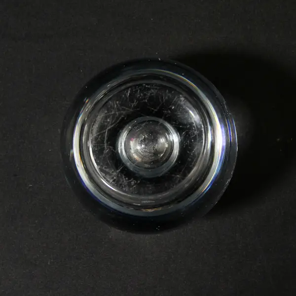 Unbranded/Unmarked Clear Solid Glass Sphere Taper Candlestick Holder 3" Tall