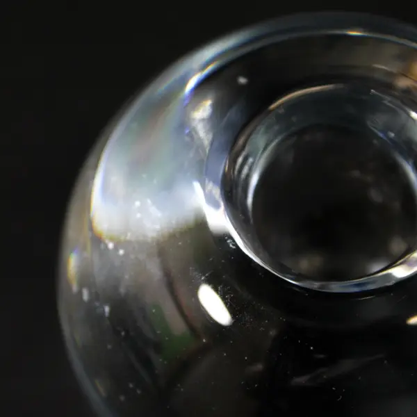 Unbranded/Unmarked Clear Solid Glass Sphere Taper Candlestick Holder 3" Tall