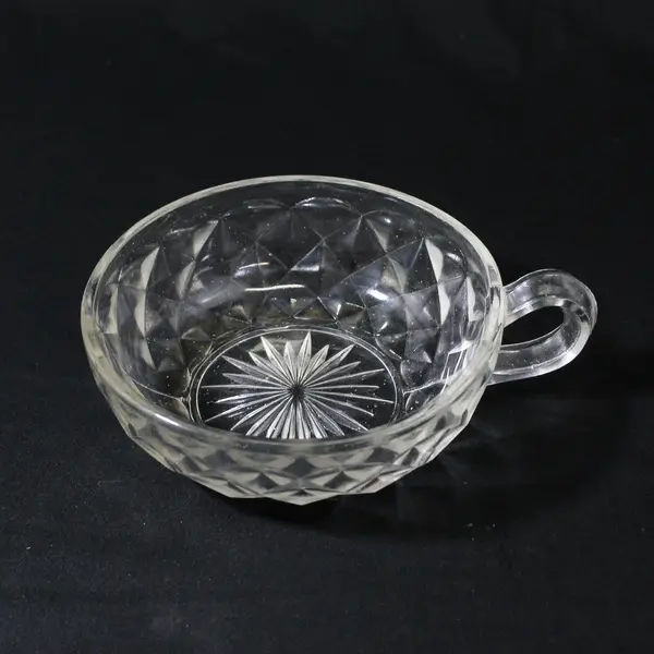 Imperial Glass-Ohio Unknown Pattern Clear Pressed/Cut Glass Handled Bowl 5.25"