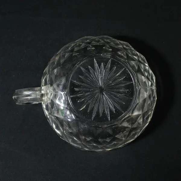 Imperial Glass-Ohio Unknown Pattern Clear Pressed/Cut Glass Handled Bowl 5.25"