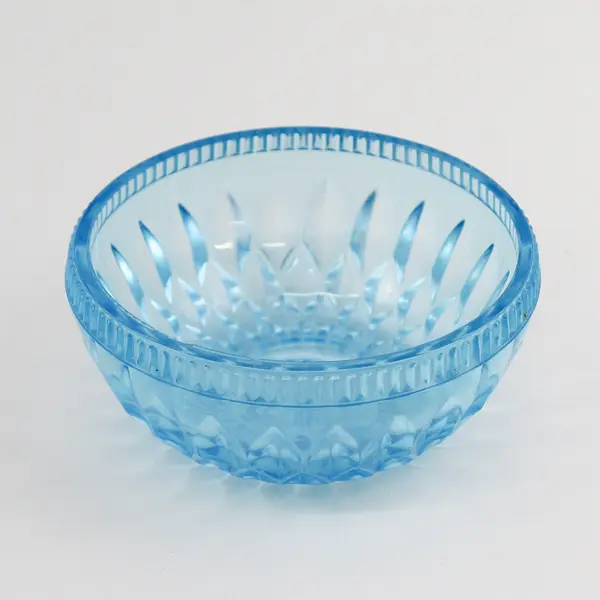 Imperial Glass-Ohio Unknown Pattern Blue Clear Glass Candy Dish No Lid 5.25"