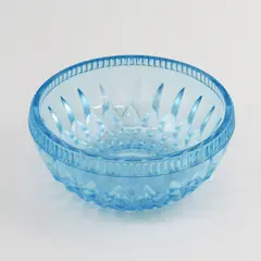 Imperial Glass-Ohio Unknown Pattern Blue Clear Glass Candy Dish No Lid 5.25"