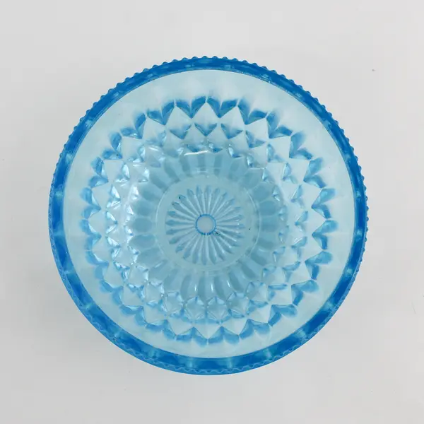 Imperial Glass-Ohio Unknown Pattern Blue Clear Glass Candy Dish No Lid 5.25"