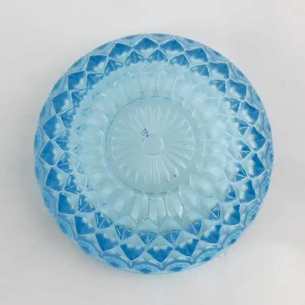 Imperial Glass-Ohio Unknown Pattern Blue Clear Glass Candy Dish No Lid 5.25"