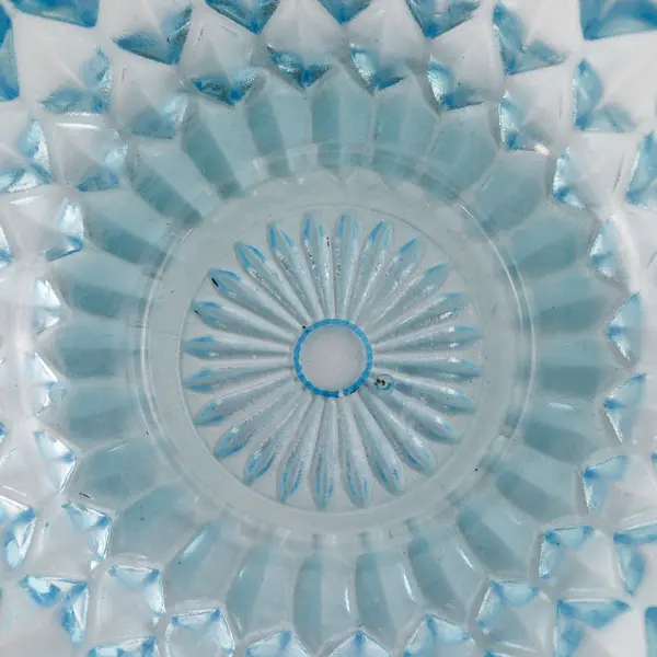 Imperial Glass-Ohio Unknown Pattern Blue Clear Glass Candy Dish No Lid 5.25"