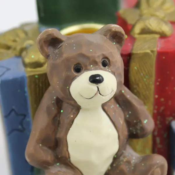 Lot Of 2 Avon Porcelain Gift Collection Teddy Bear Folk Santa Candle Holders