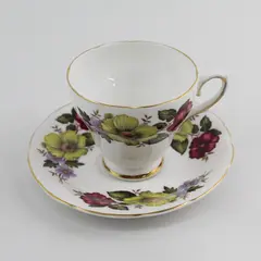 Lot Of 2 Royal Sutherland Yellow/Pink Floral Pattern Ceramic Teacup & Saucer