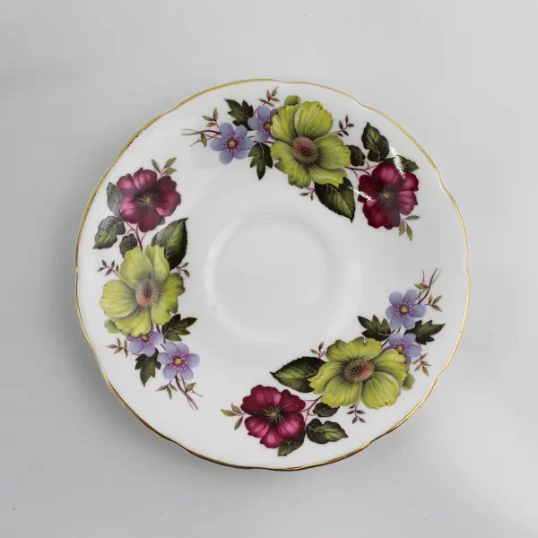 Lot Of 2 Royal Sutherland Yellow/Pink Floral Pattern Ceramic Teacup & Saucer