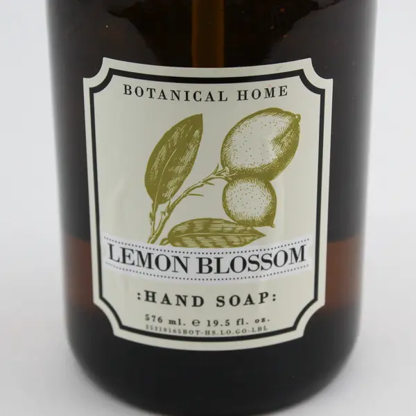 Botanical Home Lemon Blossom Scent Liquid Hand Soap Glass Bottle 19.5 Oz (Full)