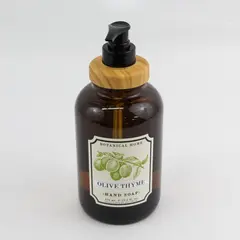Botanical Home Olive Thyme Scent Liquid Hand Soap Glass Bottle 19.5 Oz (Full)
