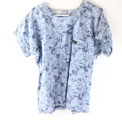 Scrub Med Blue Floral Pattern Short-Sleeved Scrubs Top Women's Size 14-16