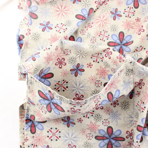 Sierra Scrubs Red Blue & Off-White Floral Pattern Scrubs Top Women's Size 14-16