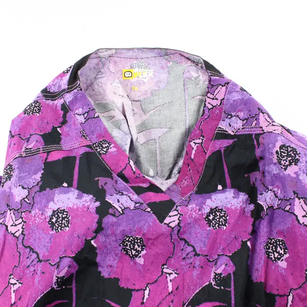 Wonder Flex Purple Floral Pattern Scrub Top Women's XL