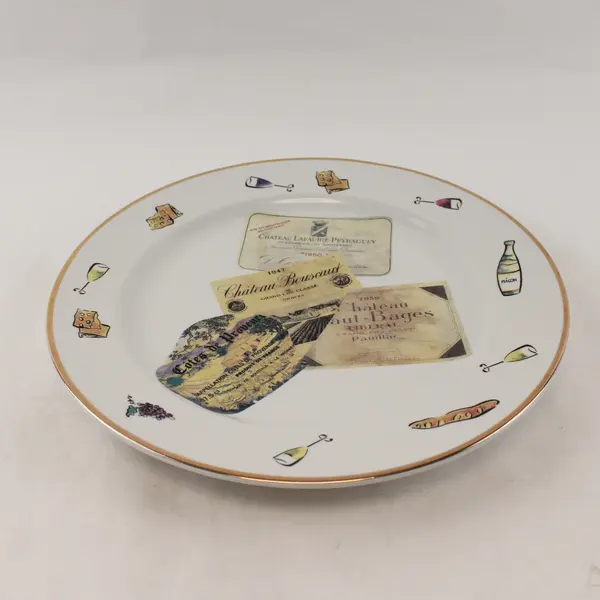 Rosanna Import Large Ceramic Plate Wine-Themed, Made in Italy 11.8"x11.8" 
