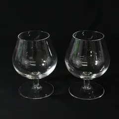 Lot Of 2 Unbranded Matching Clear Glass Brandy/Cognac Glasses 4.5" Tall 3.5"