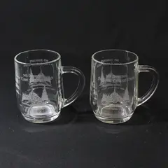 Lot Of 2 "Fir Lawn Lutheran Church Sweet Home OR" Etched Glass Mugs 4.25" Tall