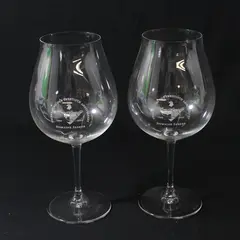 Lot Of 2 Domaine Serene 20th Anniv Matching Etched Clear Glass Wine Glasses 9"