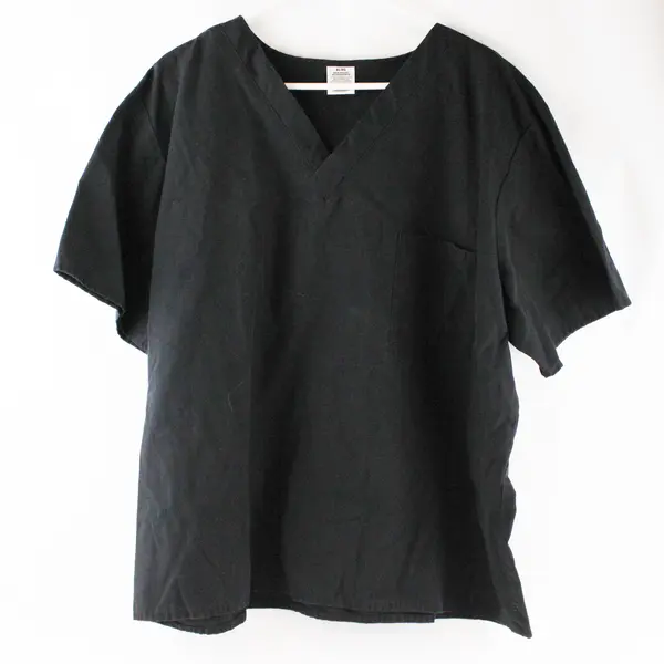 Lot of 4 Blue and Black Scrub Tops Women's XL Flawed