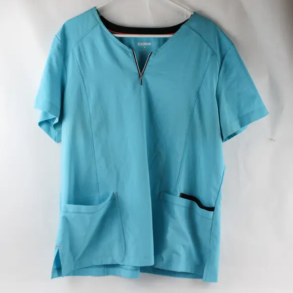 Lot of 4 Blue and Black Scrub Tops Women's XL Flawed