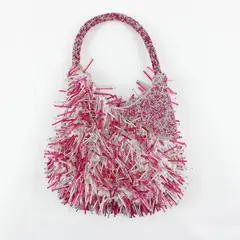 Pink and Silver Beaded Fringe Statement Handbag Purse