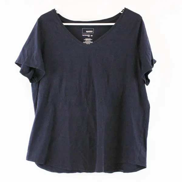 Sonoma Navy Blue V-Neck Short-Sleeved T-Shirt Women's Size 0X