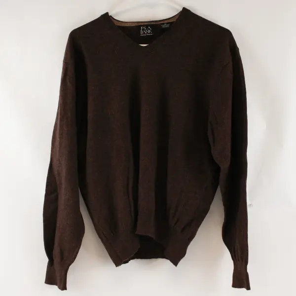 Jos. A. Bank Brown Merino Wool V-Neck Sweater Women's XL