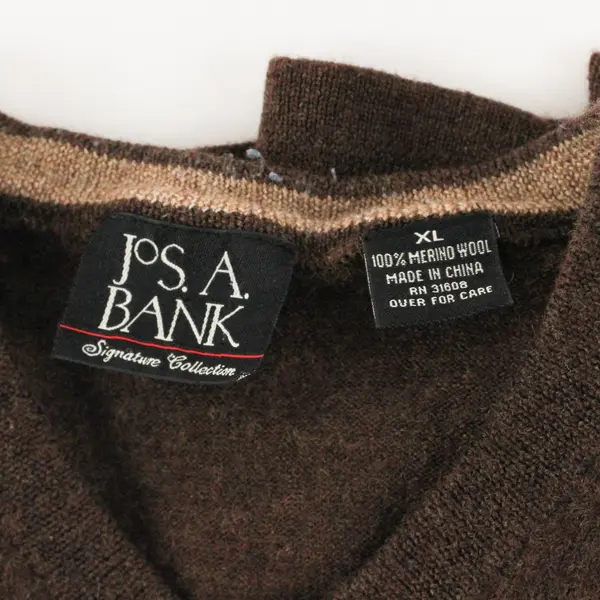 Jos. A. Bank Brown Merino Wool V-Neck Sweater Women's XL