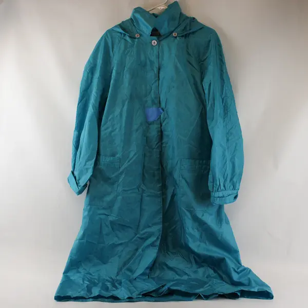 Vintage The Totes Coat Teal Nylon Trench Coat Women's Size 22-1/2 Flawed