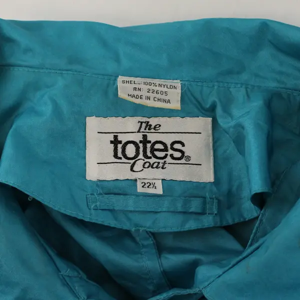 Vintage The Totes Coat Teal Nylon Trench Coat Women's Size 22-1/2 Flawed
