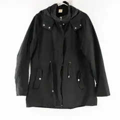 Time And Tru Hooded Black Cinched Waist Coat Women's XL 16-18