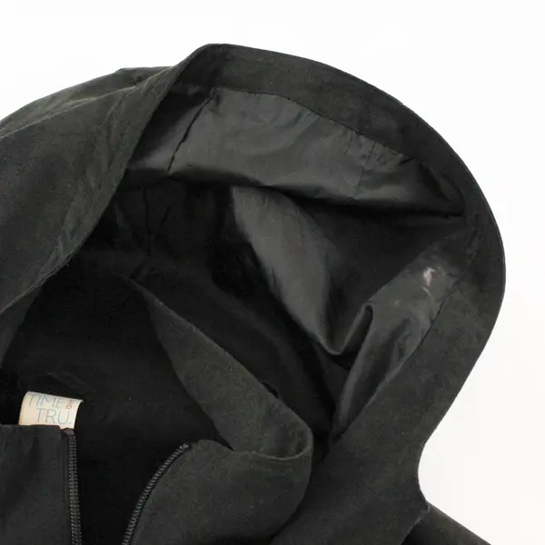 Time And Tru Hooded Black Cinched Waist Coat Women's XL 16-18