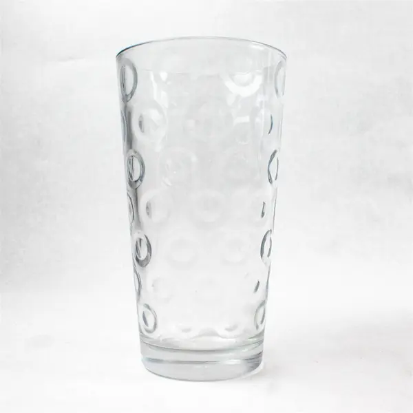 Set of 5 Vintage Pasabahce Dot Optic Clear Glass Tumblers 16 oz