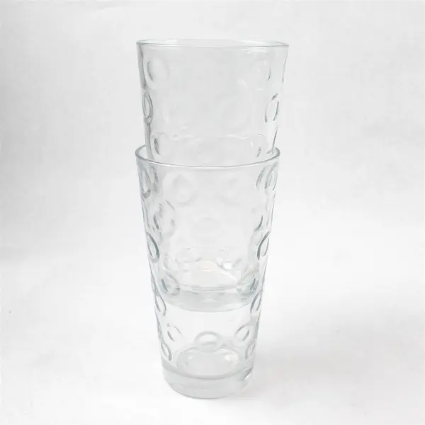 Set of 5 Vintage Pasabahce Dot Optic Clear Glass Tumblers 16 oz