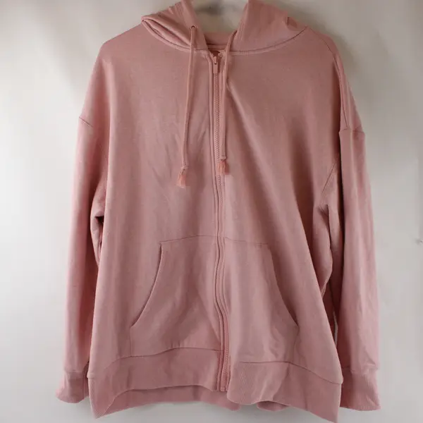 Terra & Sky Light Pink Zip-Up Hoodie Women's Plus Size 1X, 16W-18W