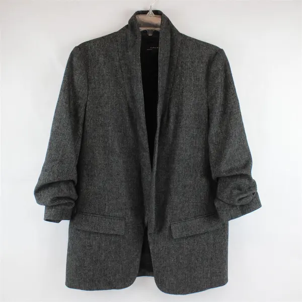 Zara Gray Herringbone Slouchy Blazer Women's Medium
