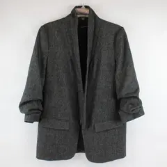 Zara Gray Herringbone Slouchy Blazer Women's Medium