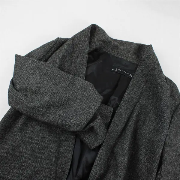Zara Gray Herringbone Slouchy Blazer Women's Medium