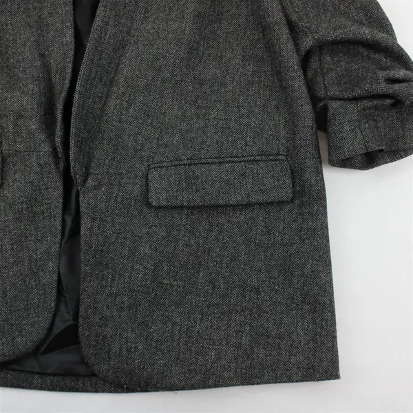 Zara Gray Herringbone Slouchy Blazer Women's Medium
