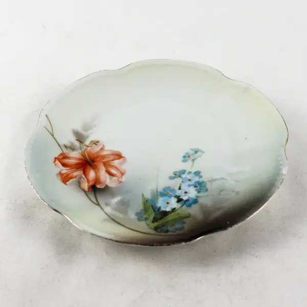 RS Germany Porcelain Plate Hand-Painted Floral Scalloped Edge 6.5"