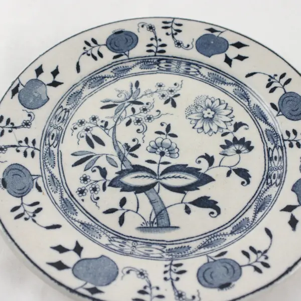 Vintage Staffordshire England Blue Onion Transferware Plate