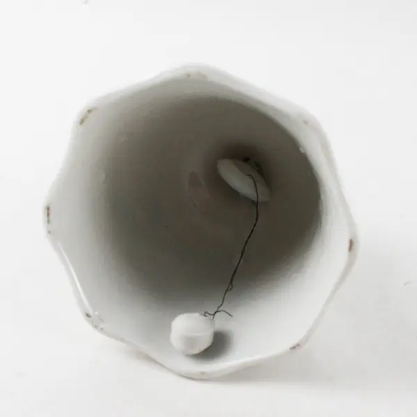 Vintage Porcelain Christmas Bell Poinsettia Design Gold Trim Collectible